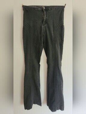 Forever 21 Black Stitch-Detail Flared Jeans